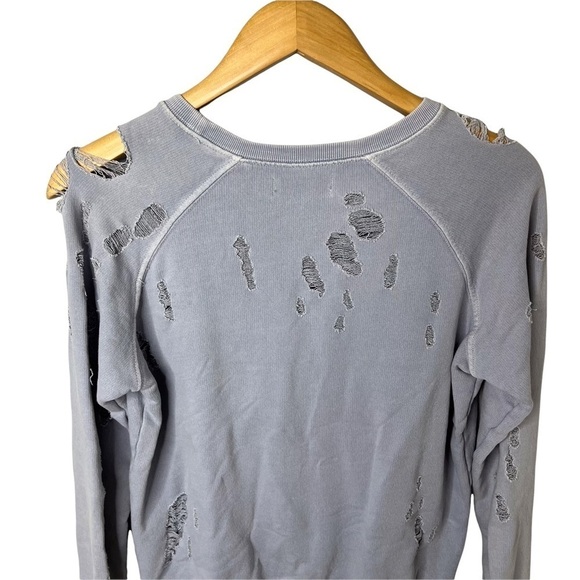 Sincerely Jules Quinn Distressed Crewneck Sweatshirt Blue Destructed Size XS - Picture 6 of 9